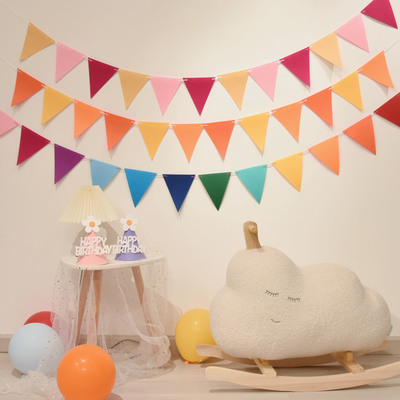 彩色无纺布三角小彩旗周