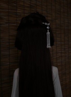 素影原创发簪铸铜复古流苏步摇发簪女新中式古典后脑勺盘头簪子