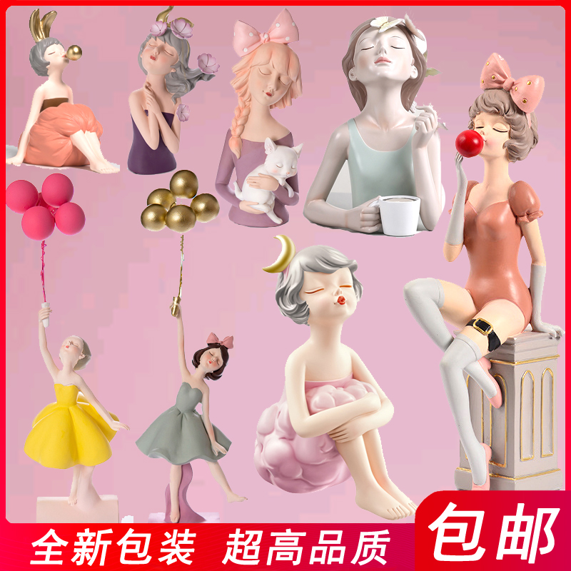 意境女孩气泡少女蝴蝶半身像模型