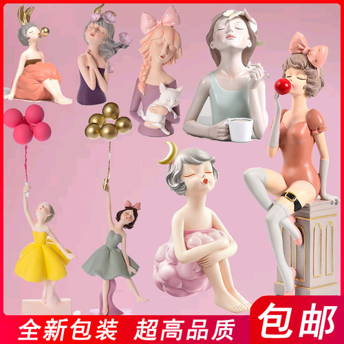 意境女孩气泡少女蝴蝶半身像模型