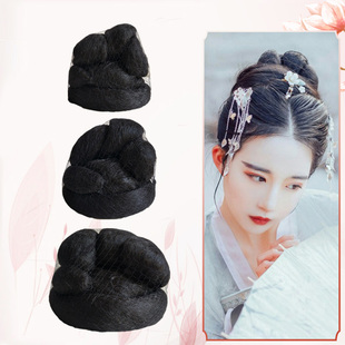 汉服发冠头饰假发圆发包立体发髻COS明制狄髻古装假发女影楼写真