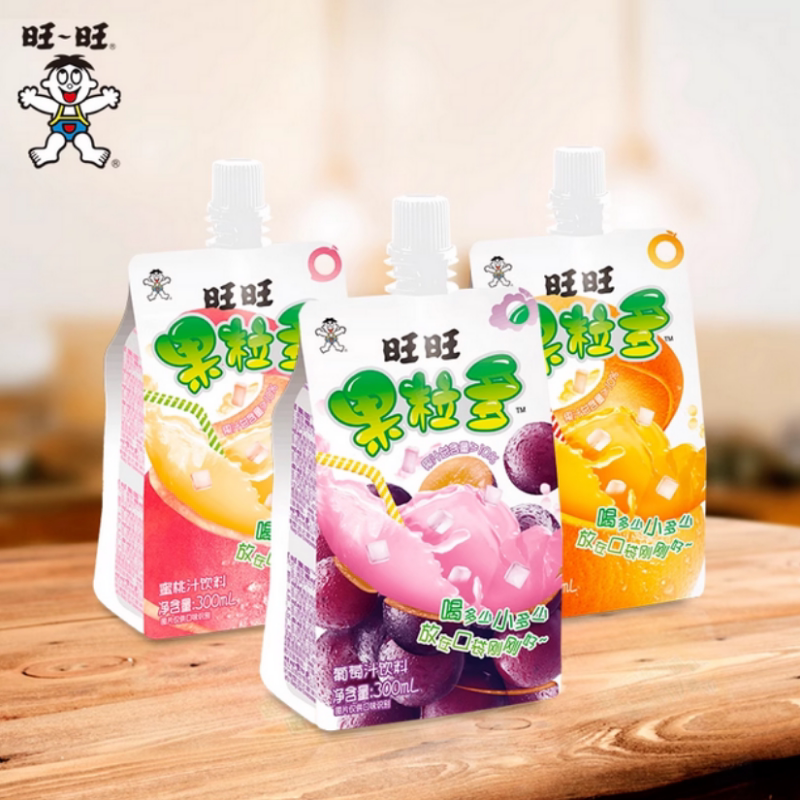 旺仔果粒多葡萄味蜜桃果汁袋装饮料300ml便携整箱24袋