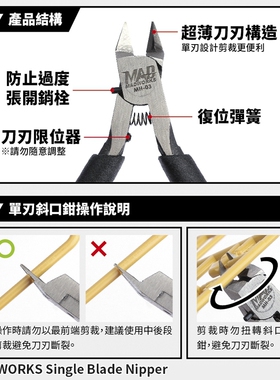 MADWORKS MH-03 超薄刃单刃斜口钳 模型制作工具