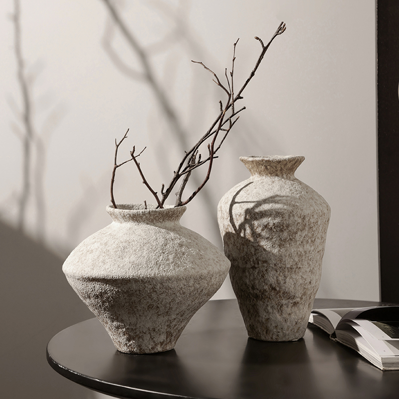 贝汉美复古艺术景德镇陶瓷花瓶摆件侘寂风客厅插花陶罐家居装饰品