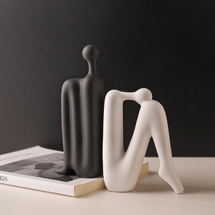 贝汉美陶瓷人物书档摆件客厅玄关展示柜装 饰创意艺术小众家居饰品
