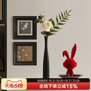 贝汉美中古风入户玄关摆件陶瓷花瓶客厅边柜电视柜壁龛高级感装饰