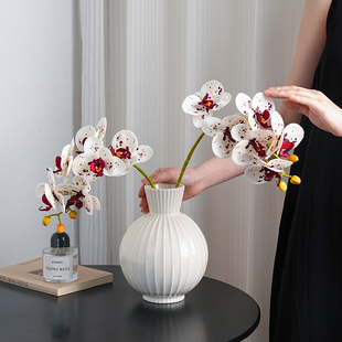 贝汉美简约风花瓶陶瓷白色高级感插花客厅餐桌装 饰品摆件水培花器