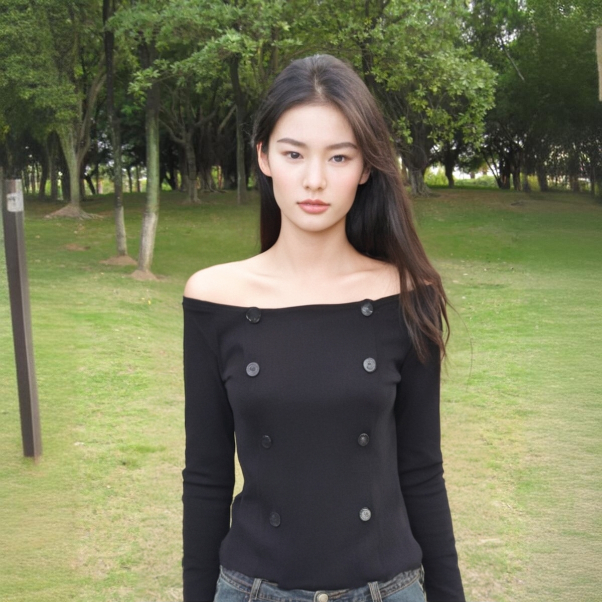 辣妹性感一字领双排扣针织开衫女装秋季新款修身长袖打底短款上衣