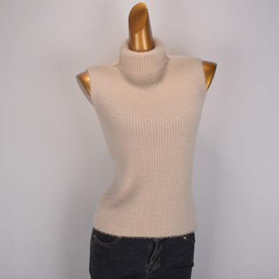 貂绒高领针织背心纯色打底衫上衣