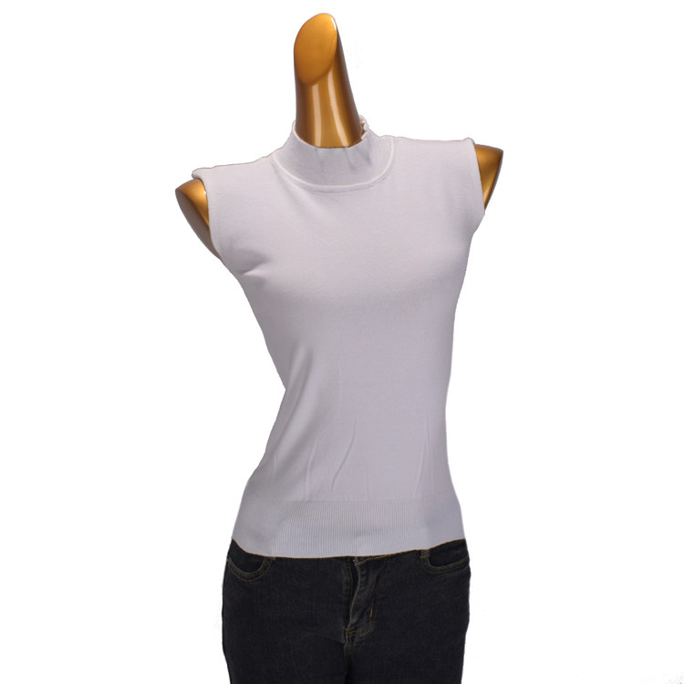 半高领纯色针织背心女2025春秋新款修身套头内搭无袖坎肩打底上衣
