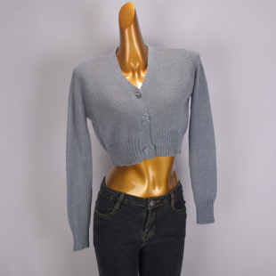 温柔风甜美气质马海毛开衫外套女装 春款V领百搭短款纯色针织上衣