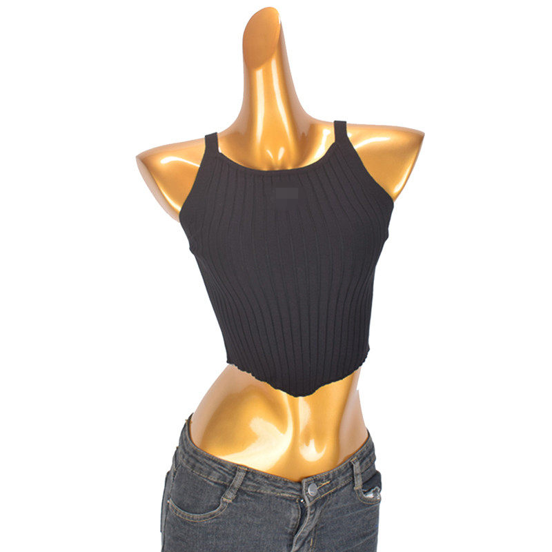 法式黑色针织小吊带背心女夏季泫雅内搭修身高腰短款无袖打底上衣