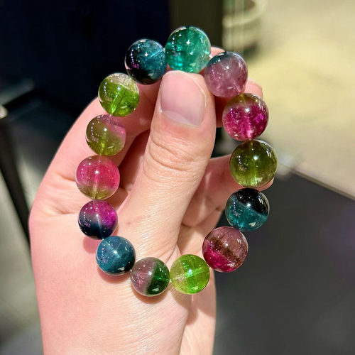 魅晶天然水晶彩虹西瓜碧玺手链