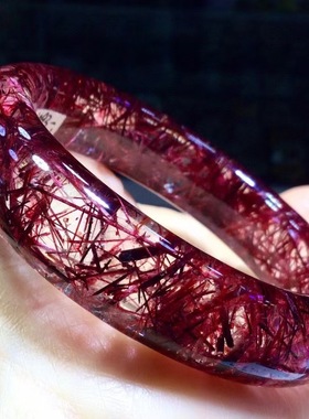 魅晶天然水晶晶体通透红发晶顺发晶红幽灵连连发经典手镯