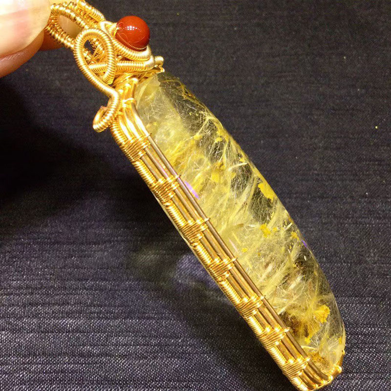 魅晶天然钛晶黄幽灵无事牌吊坠