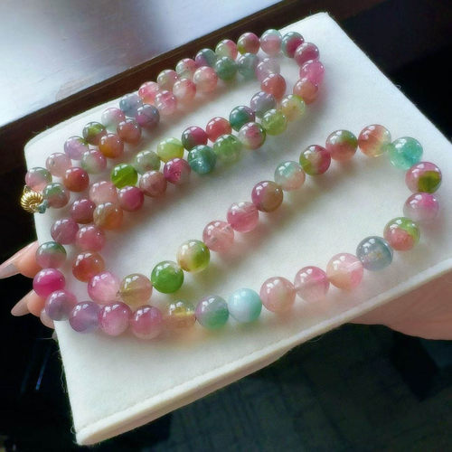 魅晶天然水晶多色彩西瓜色塔链