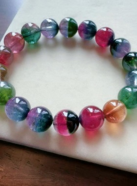 魅晶天然水晶晶体通透色彩缤纷缺不失高雅格调手链