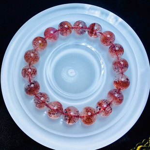 魅晶天然水晶晶体通透金草莓晶骨干手串