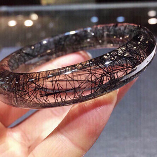 魅晶天然水晶晶体通透黑发晶手镯