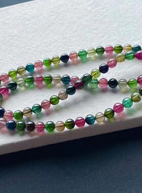 魅晶天然水晶晶体通透老矿玻璃体碧玺多圈手链