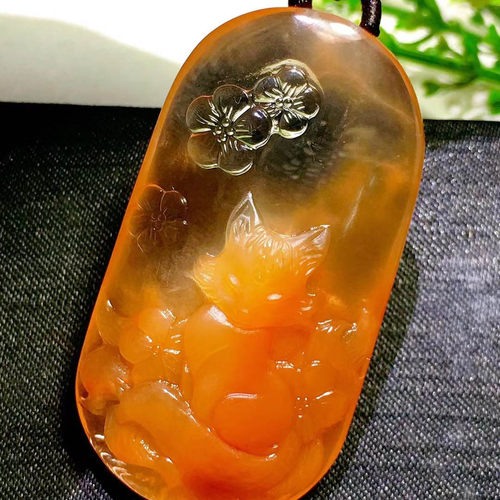 魅晶天然水晶红兔毛九尾狐吊坠