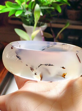 魅晶天然水晶晶体通透海洋玉髓高冰-草花手镯