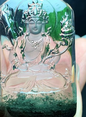 魅晶天然水晶晶体通透绿幽灵虚空菩萨吊坠
