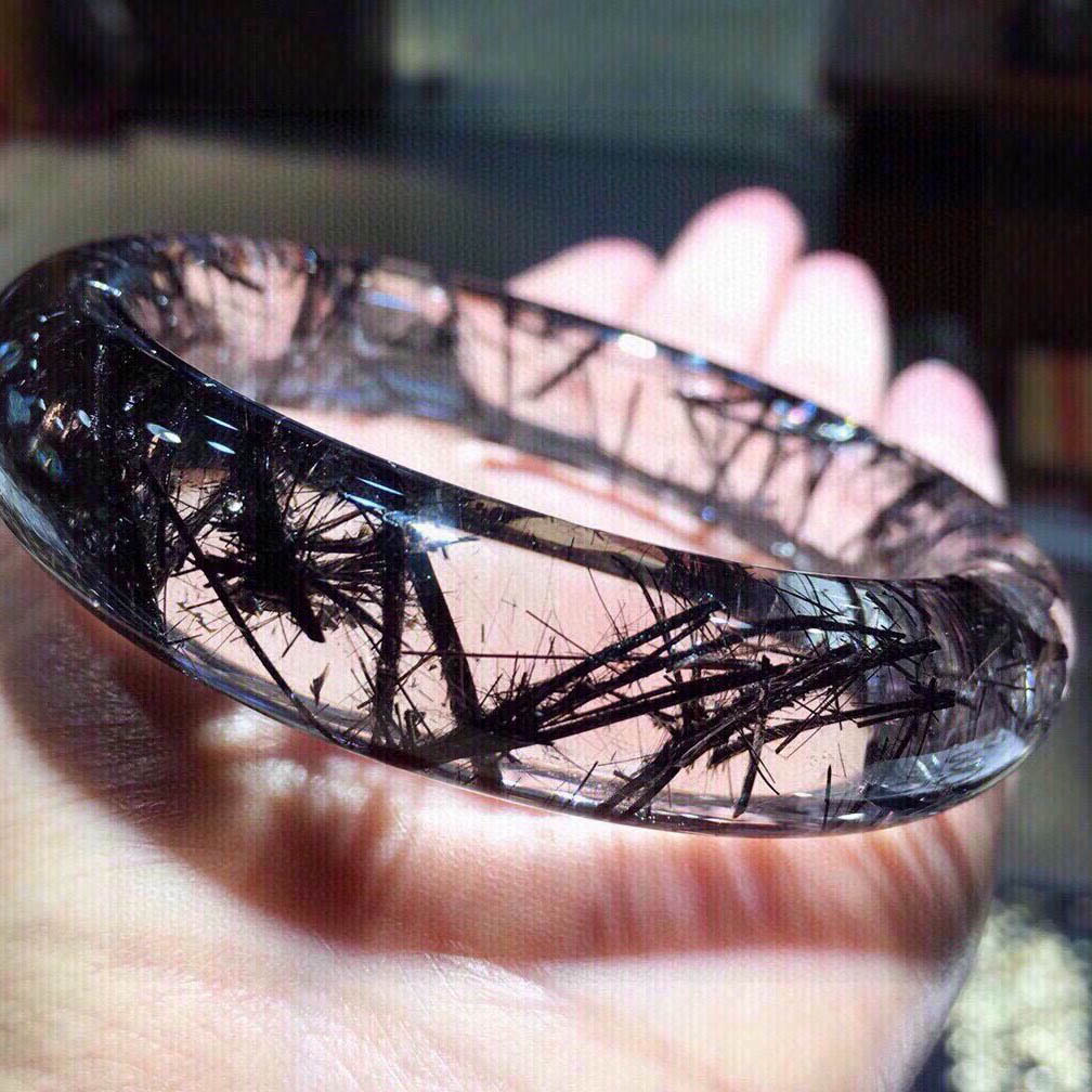 魅晶天然水晶晶体通透黑发晶手镯