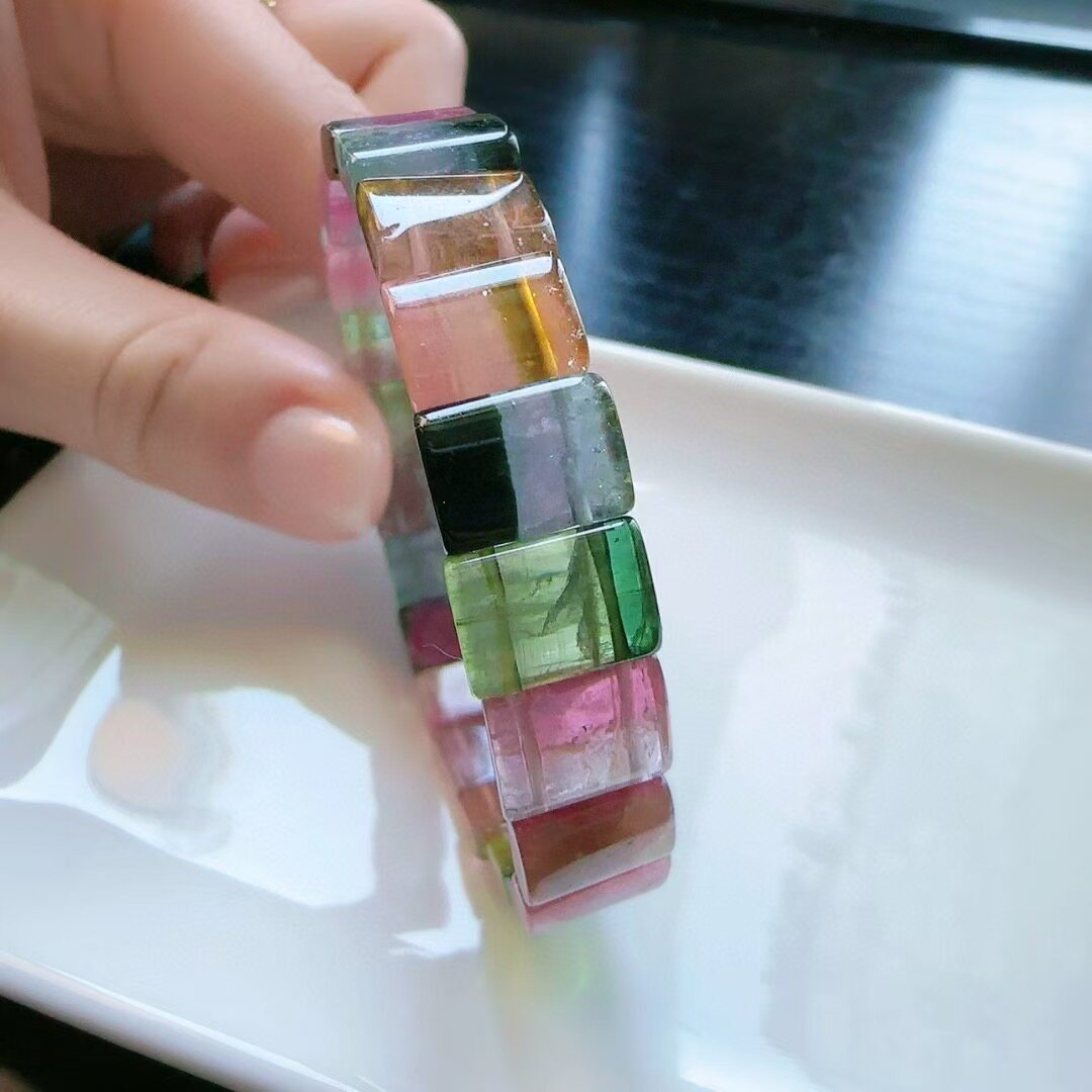 魅晶天然水晶晶体通透西瓜猫眼碧玺手牌手链
