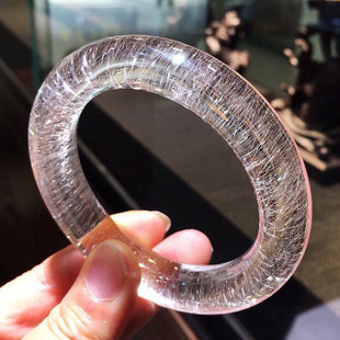 魅晶天然水晶晶体通透白兔毛手镯