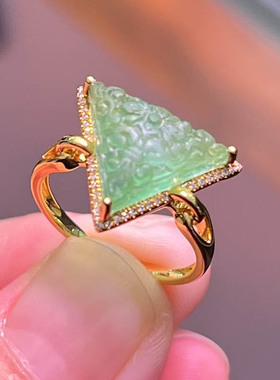 魅晶天然水晶晶体通透18k金碧玺戒面