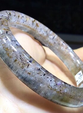 魅晶天然水晶晶体通透七发晶花紫钛蓝发手镯