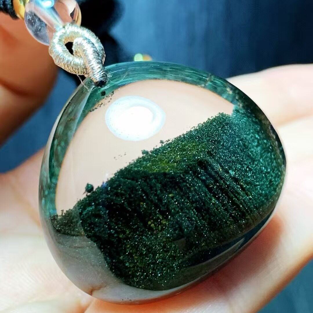 魅晶天然水晶晶体通透绿幽灵聚宝盆千层吊坠