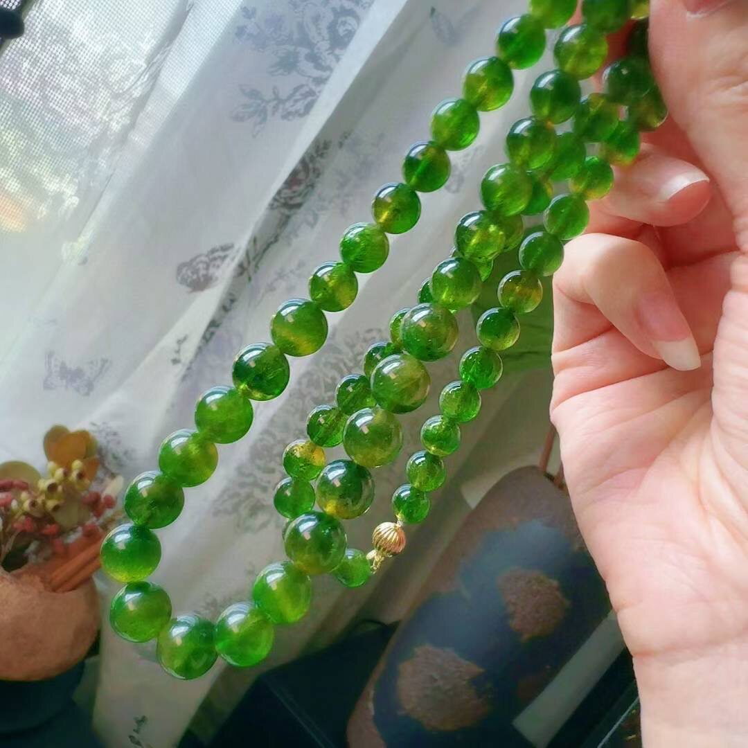 魅晶天然水晶晶体通透正色辣绿西瓜碧玺塔链手链