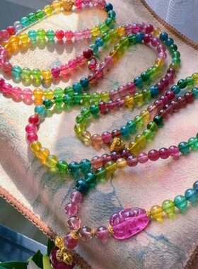 魅晶天然水晶晶体通透藏式斜跨链多圈手链项链多用款