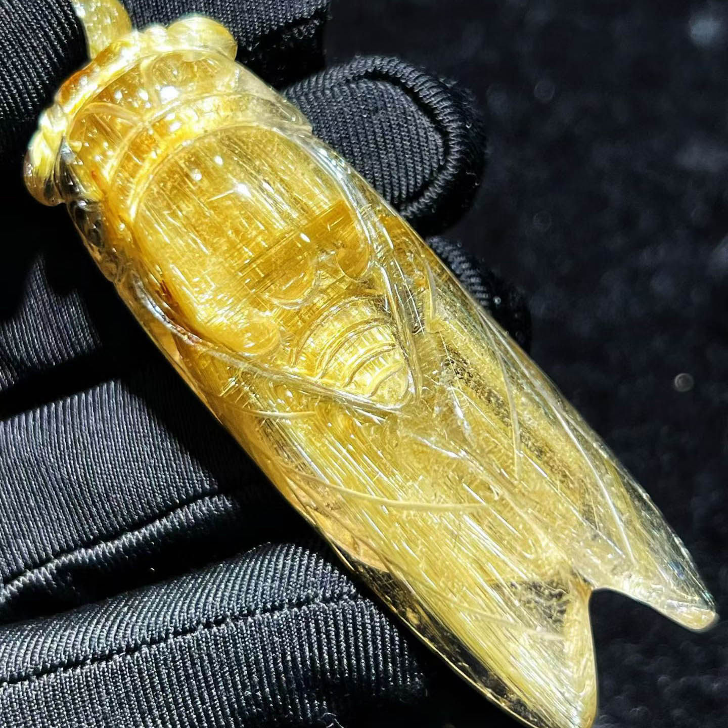 魅晶天然水晶晶体通透金发晶知了金蝉一鸣惊人吊坠