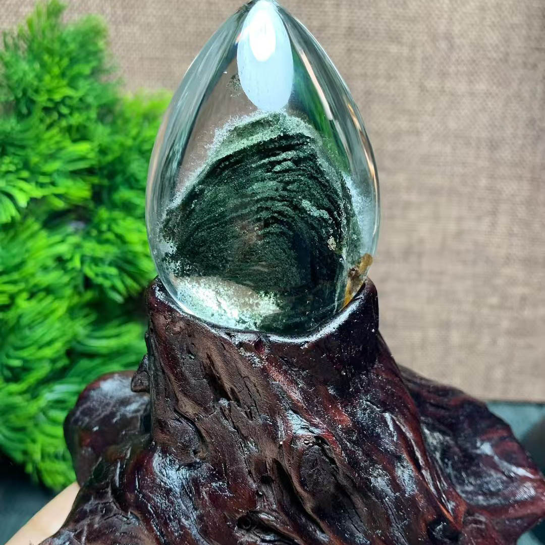 魅晶天然水晶晶体通透千层山绿幽灵把玩 摆件 吊坠