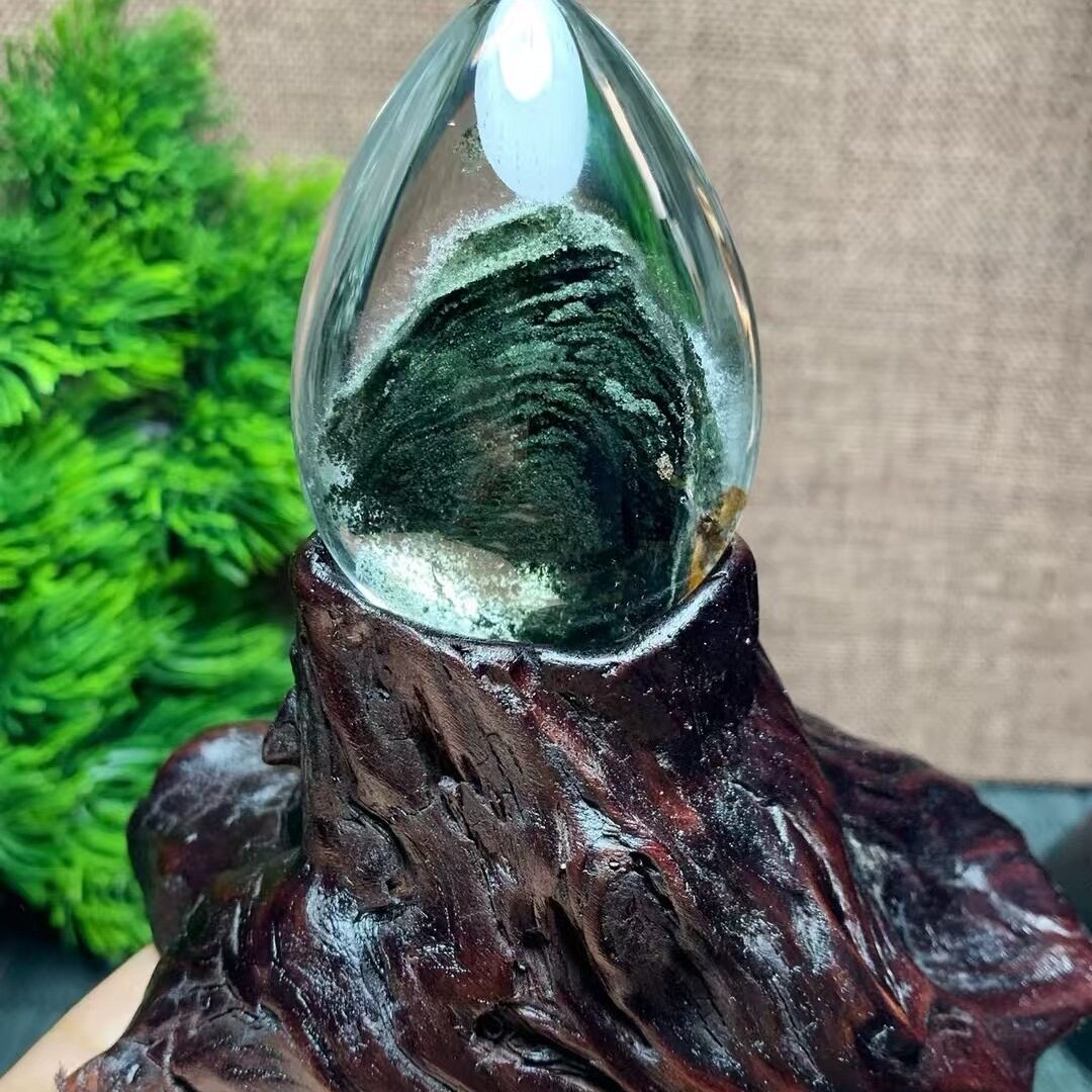 魅晶天然水晶晶体通透全包裹千层山绿幽灵吊坠