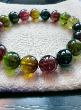 魅晶天然水晶晶体通透醇厚浓郁老矿色碧玺手链