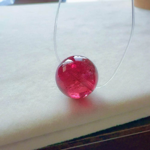 魅晶天然水晶晶体通透红碧玺单珠