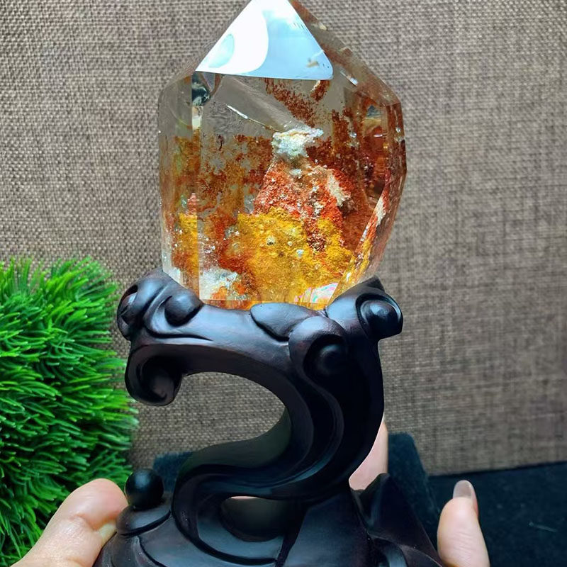 魅晶天然水晶晶体通透彩幽灵石中石随形景石摆件
