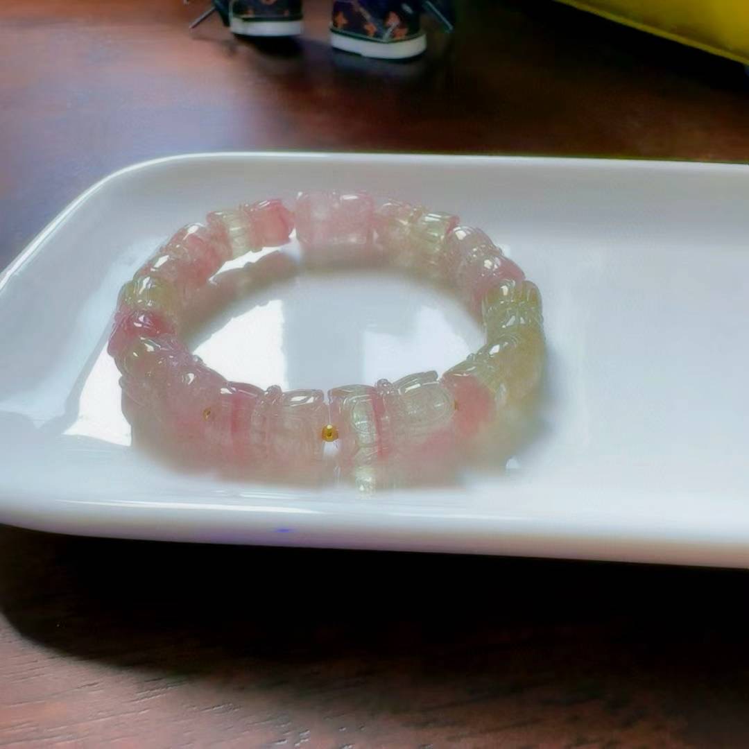 魅晶天然水晶晶体通透清透雕刻碧玺手链