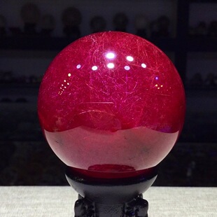 魅晶天然水晶晶体通透红发晶顺发晶球摆件
