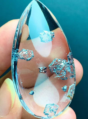 魅晶天然水晶晶体通透天然蓝色矿物包裹体吊坠