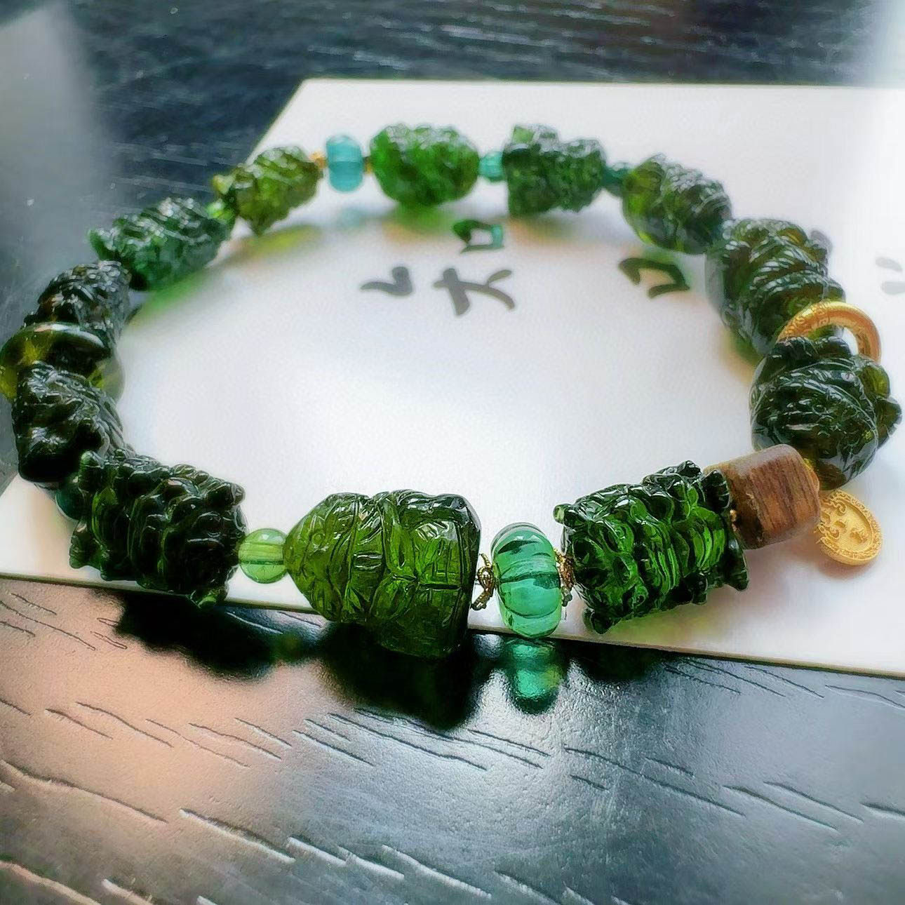 魅晶天然水晶晶体通透正绿多宝碧玺手链