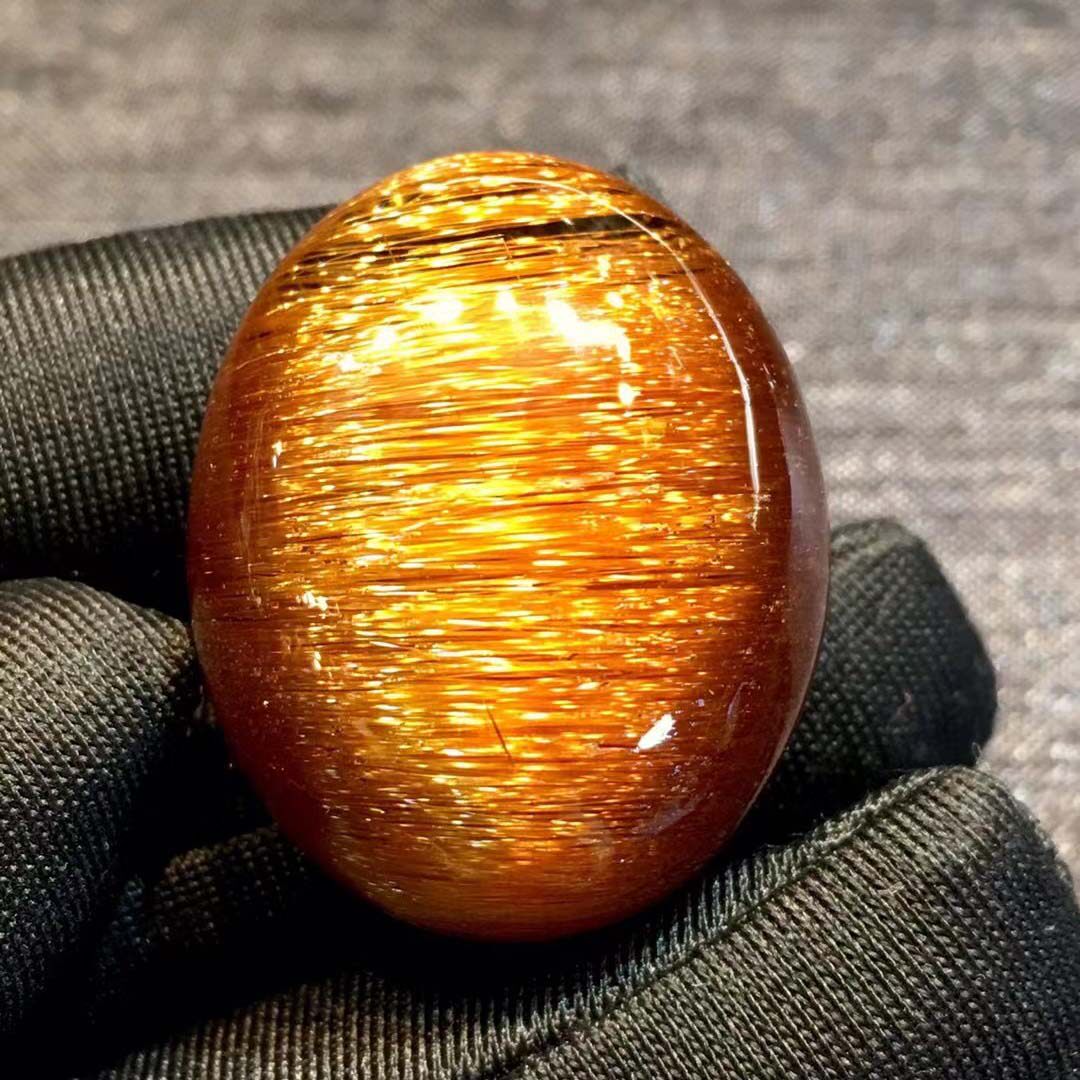 魅晶天然巴西老矿水晶铜发晶顺发晶猫眼效应蛋面裸石吊坠戒指