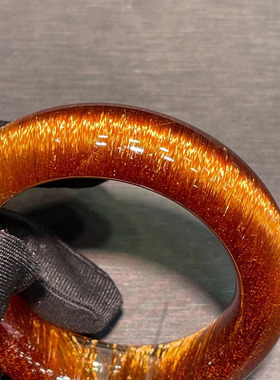 天然老矿铜发晶晶体通透顺发猫眼手镯