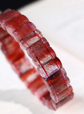 魅晶天然水晶晶体通透烟花红超七手牌