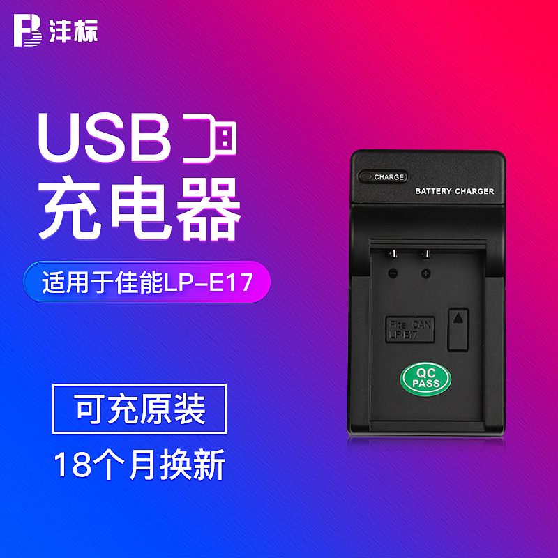 沣标LP-E17充电器USB移动座充 车充 佳能EOS RP M3 M5 M6 760D 750D 800D 77D 200D相机电池充电器