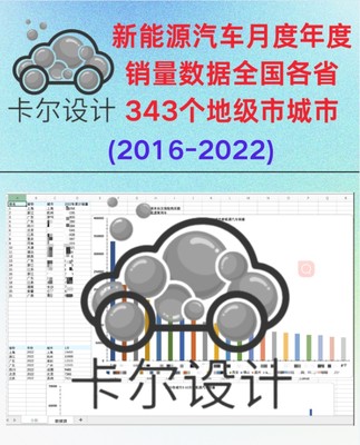 2016-2022全国各省市343个城市新能源汽车月度年度销量销售数据